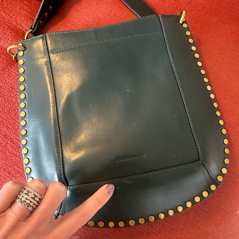 Isabel Marant Oksan Green Leather Studded Shoulder Bag - Picture 6 of 6